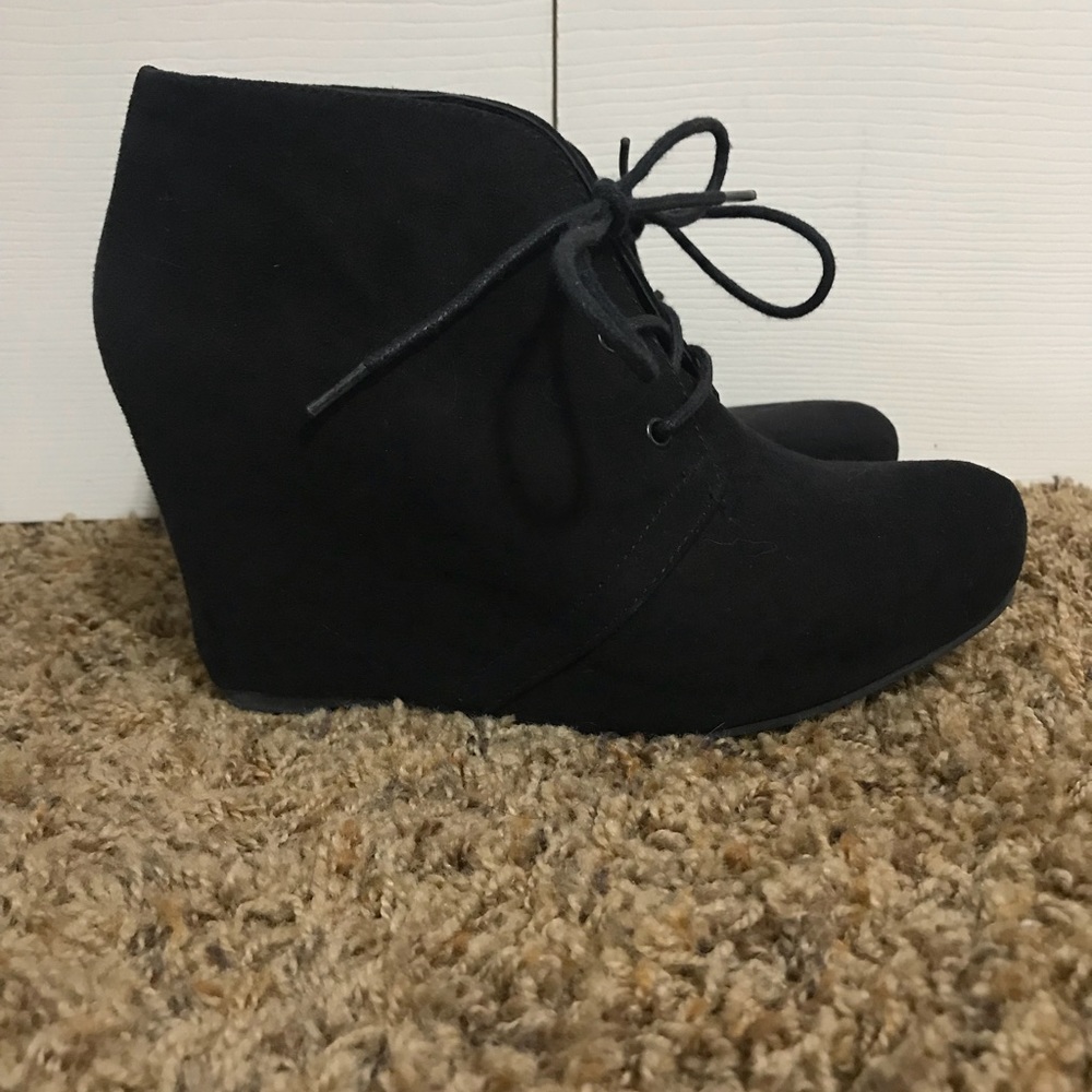 Black lace up ankle booties. Size 7. XAPPEAL
